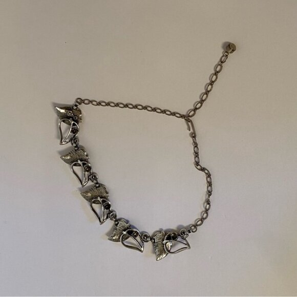 SARAH COVENTRY SAC NECKLACE VINTAGE RETRO SILVER TONE LEAF LEAVES COLLAR 18” - Picture 6 of 7